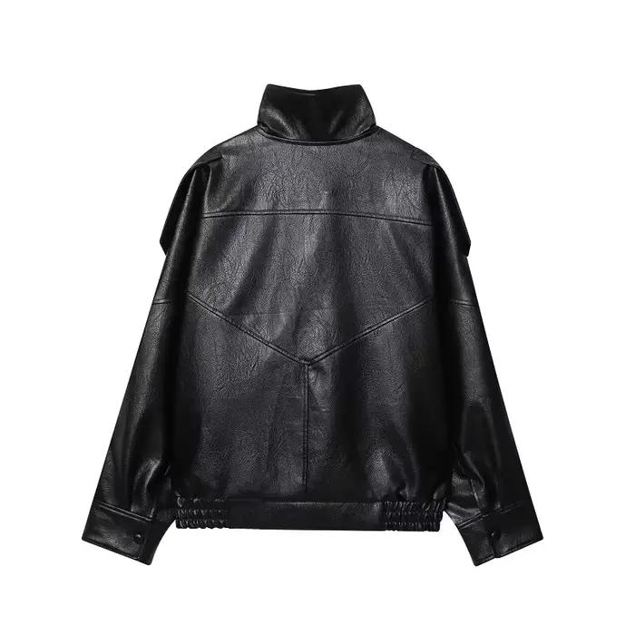 HXAO veste en simili cuir femme manteau court noir Bomber vestes pour femme vêtements de sortie d'hi