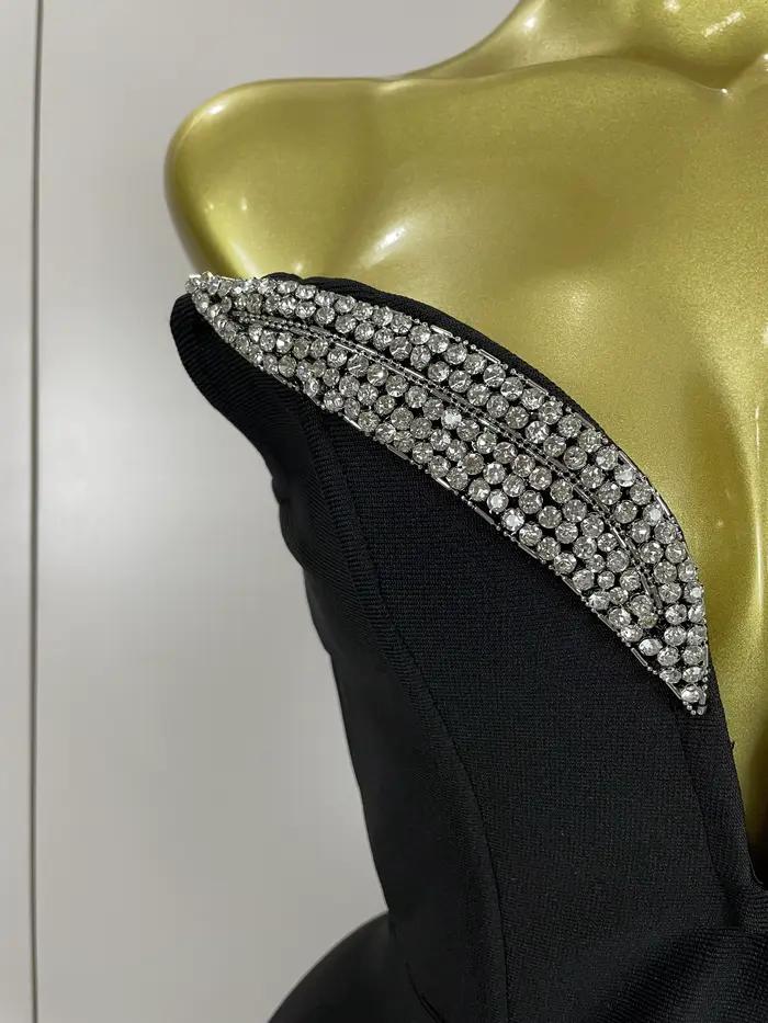 2025 femmes Sexy bretelles brillant strass moulante pansement longue robe mode célébrer soirée luxe 