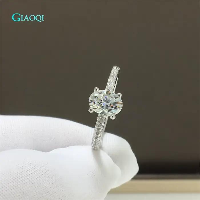 GIAOQI – bague ovale en or blanc 14K, 1 Carat, diamant brillant, Test de couleur D, Moissanite, bijo