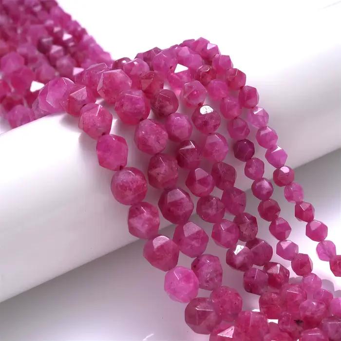 Perles de Tourmaline à facettes roses, en pierre naturelle, pour la fabrication de bijoux, accessoir