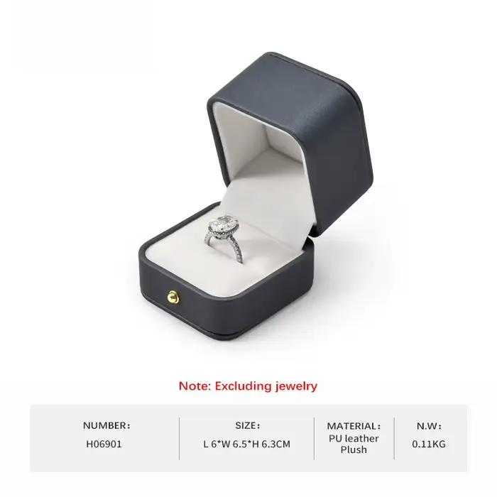 Coffret à bijoux en cuir bleu marine et velours blanc pour colliers, bagues, organisateur cadeau/sto