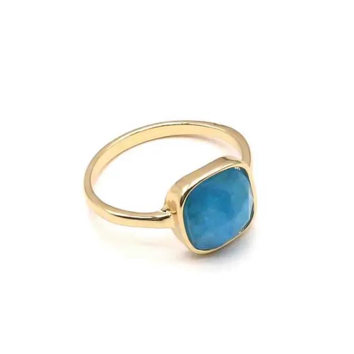 Bague en pierre naturelle et cristal pour femmes, bague carrée en améthyste et Agate, élégante, pour