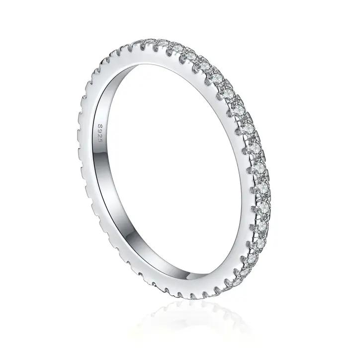 Bague en argent sterling 925 avec moissanite 100% - Super brillante - Pour femmes - Bijoux de mariag