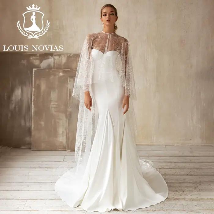 Modiis-Robe de mariée sirène sans bretelles avec veste, robe de mariée en satin, gaine en tulle scin