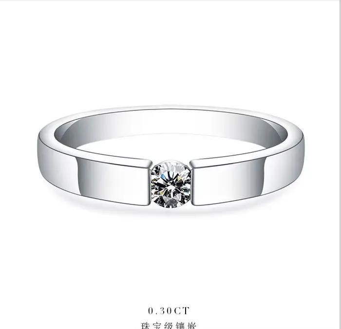 Bague de fiançailles Moissanite pour femme, platine massif, bijoux de mariage, 0,25 ct, 4mm D, 950