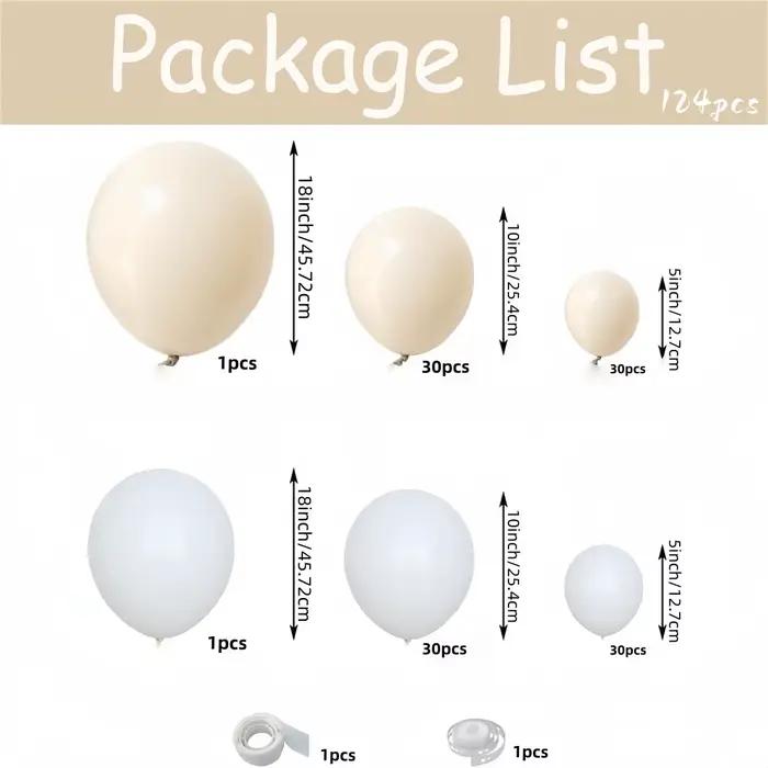 Ensemble d'arc de ballons de mariage bohème 124 pièces, Kit de guirlande de ballons pour réception-c
