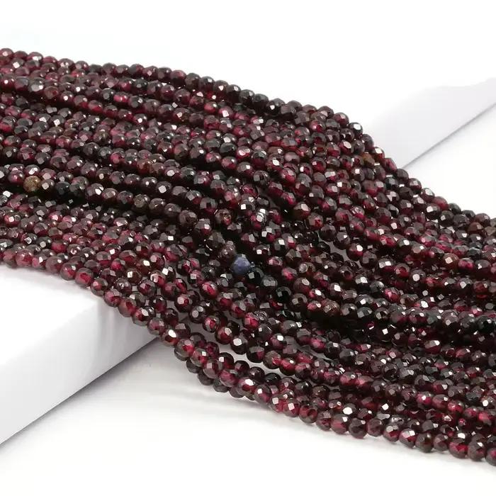 Perles de Tourmaline rose naturelle, rondes en vrac à facettes pour la fabrication de bijoux, collie