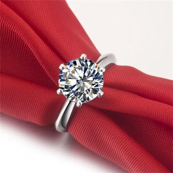 Group bague en or blanc 14 carats pour femme, bague de fiançailles en moissanite 2CT, beau cadeau de