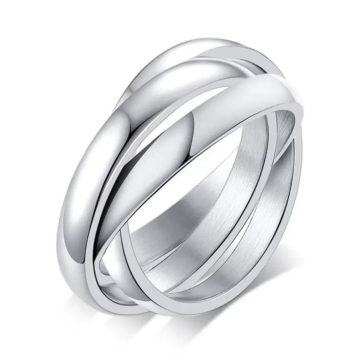 Personnaliser les bijoux 3 bagues ensembles pour les femmes en acier inoxydable bague de fiançailles
