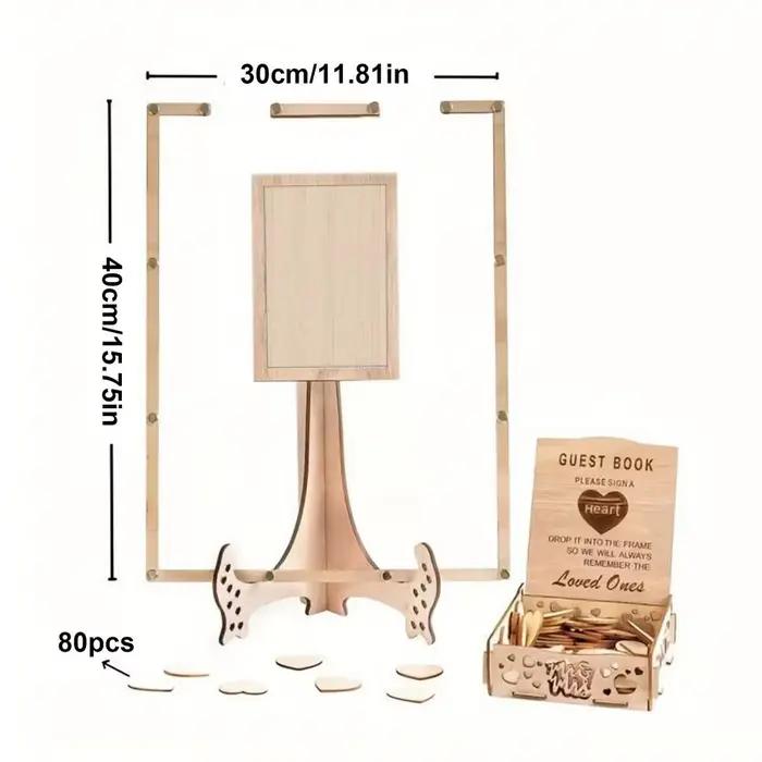 Livre d'or de mariage, décor de mariage alternatif, livre d'or en forme de cœur, 80 feuilles de bois