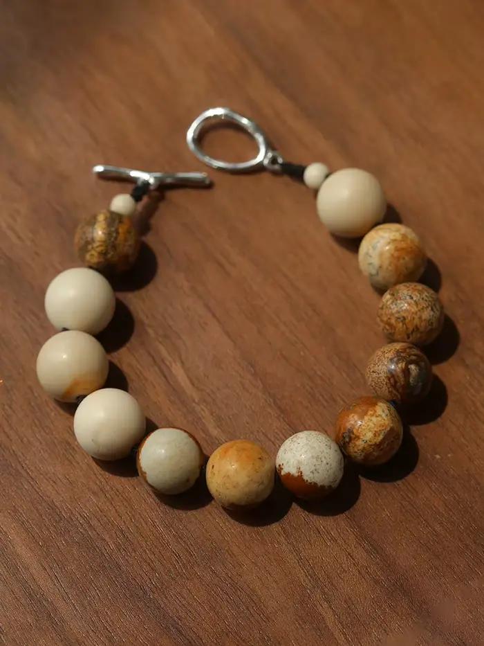 Amaiyllis Vintage pierre naturelle collier de perles Bracelet Maillard pierre blanche OT fermoir cla