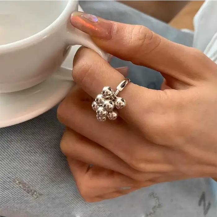 Bagues en argent Sterling 925 pour femmes, simples, Vintage, faites à la main, réglables, avec petit