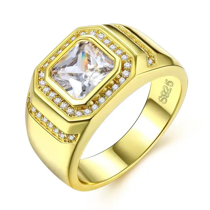 Bague de mariage en or pour hommes, Version large, dominateur, affaires, Micro-incrusté, signet, bij