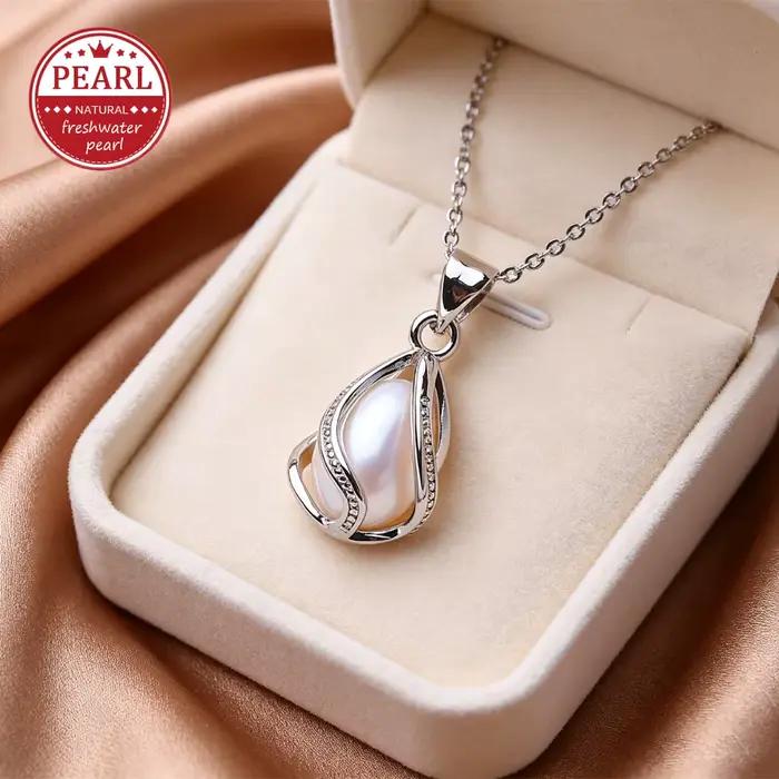 FENASY – colliers de perles d'eau douce blanches naturelles pour femmes, pendentif couleur argent, c