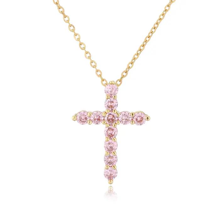 HECHENG, haute qualité cristal brillant zircone cubique Zircon collier pendentif croix jésus Christ 