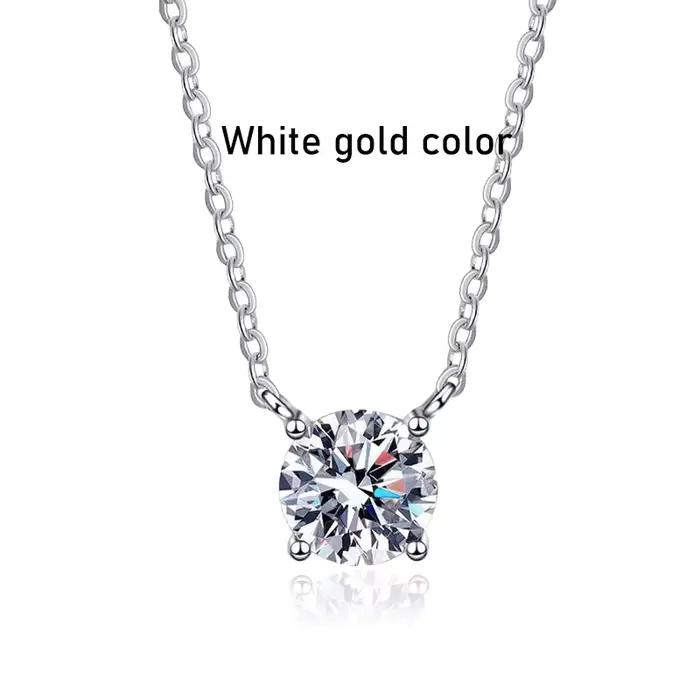 Tezzc 1-5CT Moissanite collier pour femmes mariée scintillant classique diamant pendentif avec certi