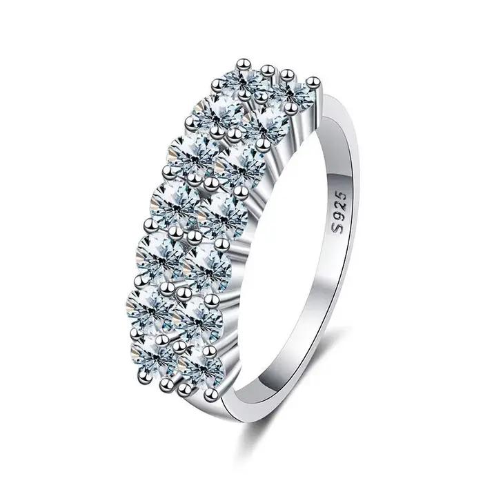 Bague de luxe en moissanite couleur D 1,4 carat pour femme, en argent sterling 925 véritable, pour m