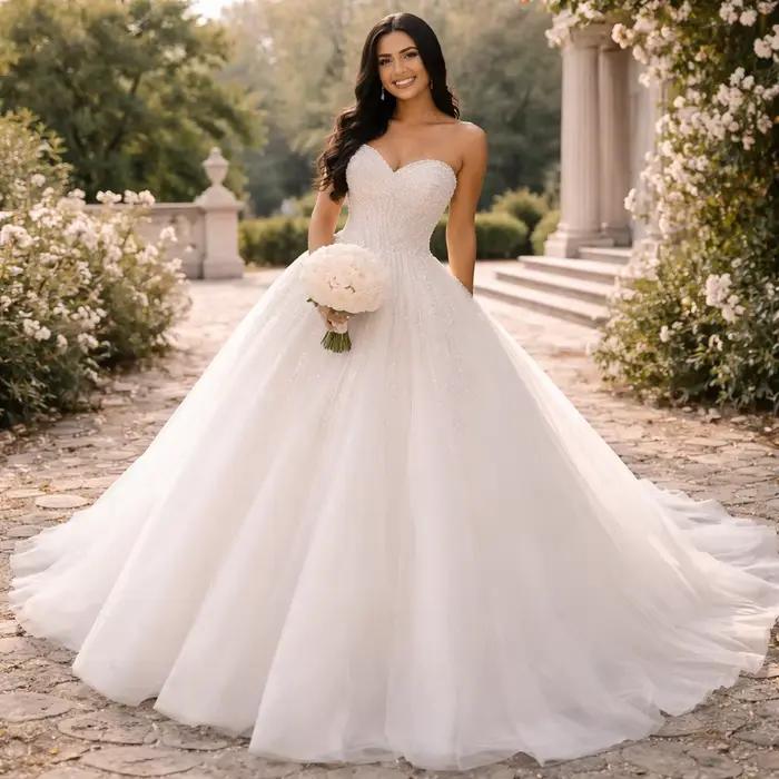 Robes de mariée sexy personnalisées avec perles, Vestidos De Novia, robe de mariée de luxe sans manc
