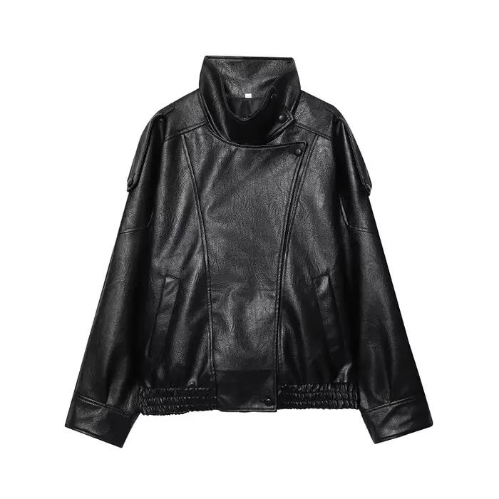 HXAO veste en simili cuir femme manteau court noir Bomber vestes pour femme vêtements de sortie d'hi