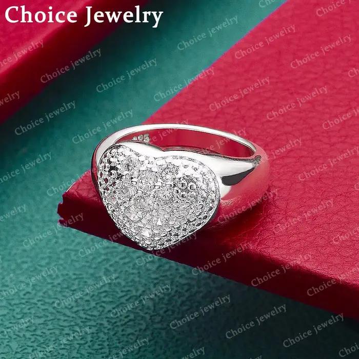 Bague de mariage en argent Sterling 925, en forme de cœur, pour hommes et femmes, bijoux à la mode, 
