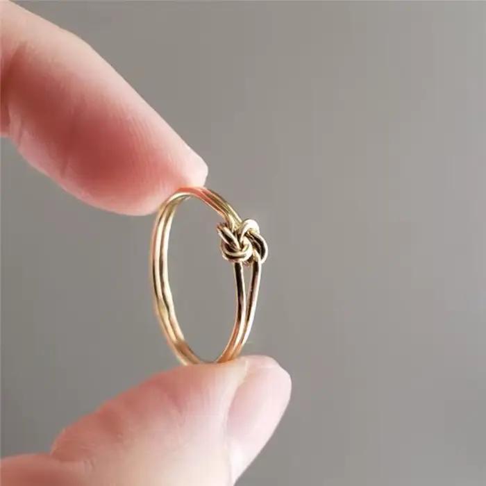 Anneau d'Li-rempli d'or de noeud pour des femmes, bijoux de Bohème, MinimstartStacking, 14K