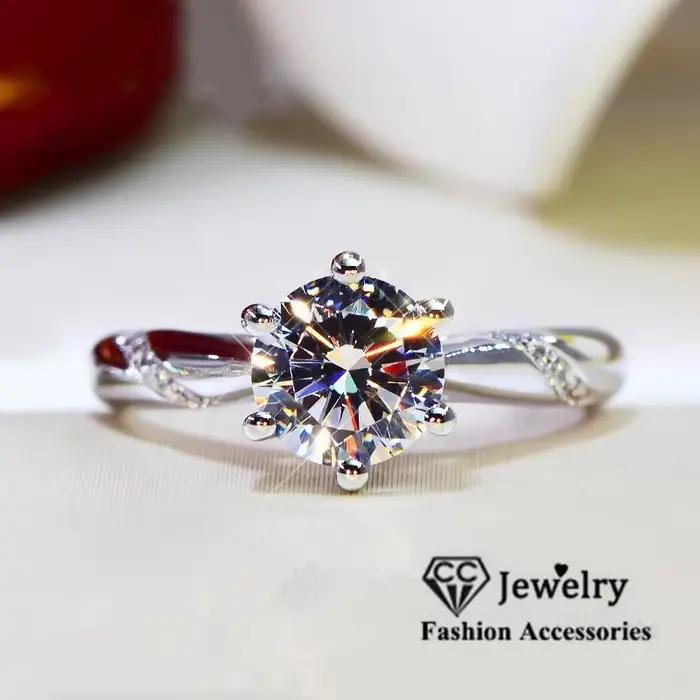 CC – bague de luxe pour femmes, plaqué or blanc, bijoux de mariage pour mariées, cadeau de fiançaill