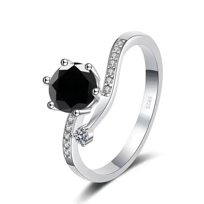 Bague en argent S925 Moissanite véritable pour femme, bague de proposition de mariage creuse, bande 