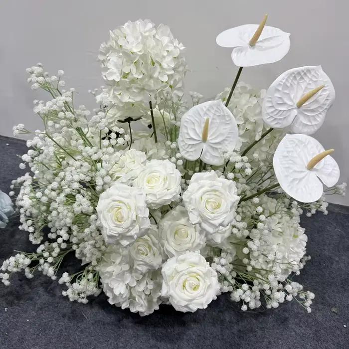 Accessoires de mariage : Rangée de fleurs artificielles blanches 5D, Décoration d'arche murale, Comp