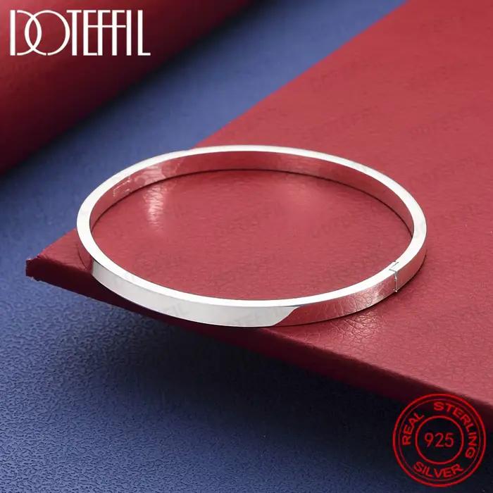 Bracelet plat et lisse en argent Sterling 925, bijoux de fête de mariage
