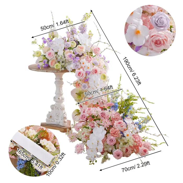 HMEOT H9036 décorations d'allée de mariage en plein air rose orchidée rangées florales simulé Table 