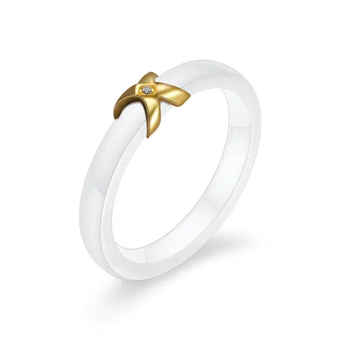 Bague de transfert en céramique noire et blanche, bague de couple en diamant simple de 22MM pour fem