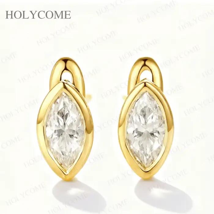 Boucles d'oreilles Marquise Moissanite S925/10K/14K, laboratoire de culture Columbia rubis VVS1 pour