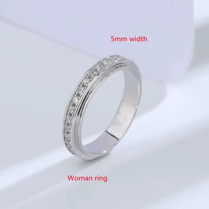 Buyee-Ensembles de matiques de couple en argent regardé 925 pour hommes et femmes, bague de mariage 