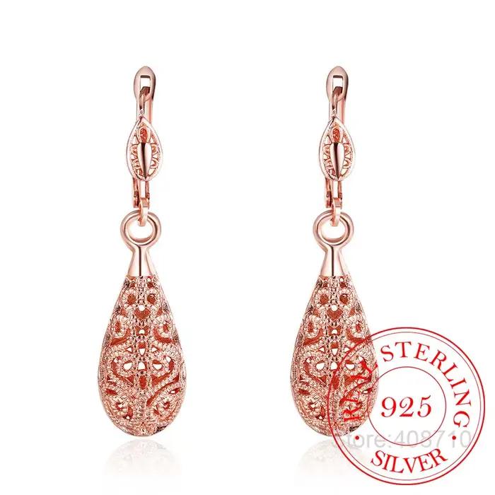 Boucles d'oreilles goutte d'eau pour femmes, longues boucles d'oreilles pendantes, en argent Sterlin