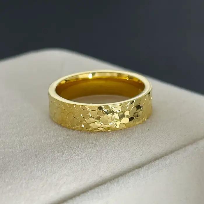 Bagues plaquées or jaune pour femmes, 6 mm, bague Ice Ring scintillante, taille 6-10 #   Bague de ma