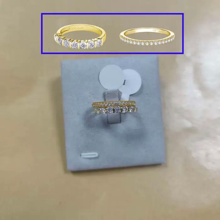 Bagues de fiançailles et de mariage solitaires en or 14 carats, avec moissanite ronde de 3 carats, e