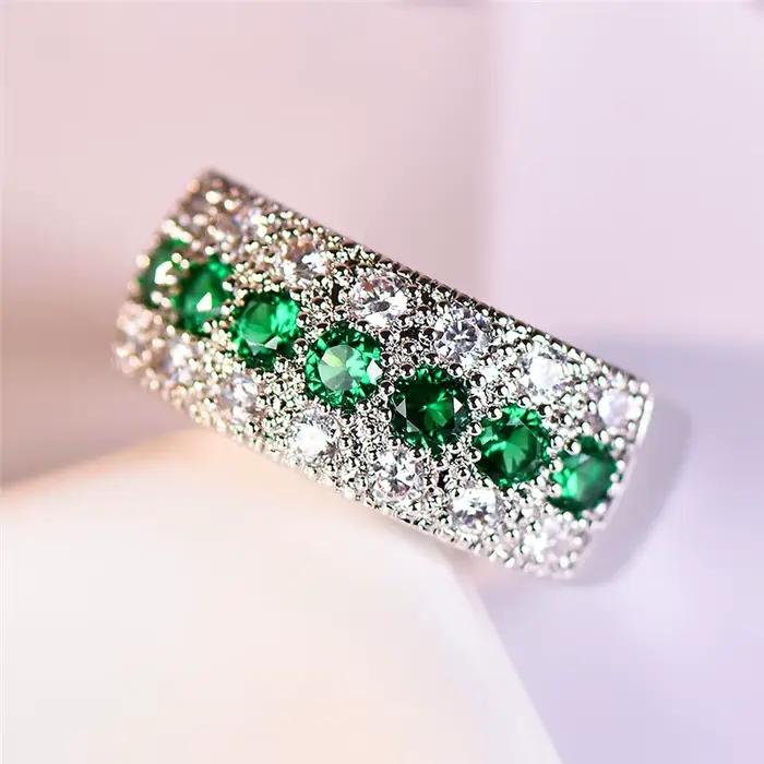 Petite bague ronde en pierre de Zircon pour femme, couleur argent, bijoux de fiançailles et de maria