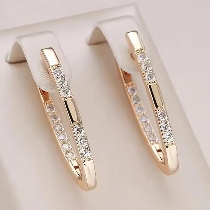 Boucles d'oreilles pendantes luxueuses en forme de V pour femmes, Vintage, Micro incrusté de Zircon,