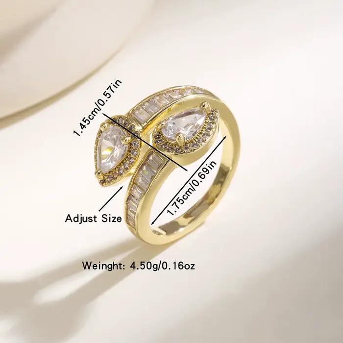 Nidin – bague élégante en zircone cubique pour femmes, double goutte d'eau, cristal baguette, promesse, alliance de mariage, bijoux de fête, cadeaux