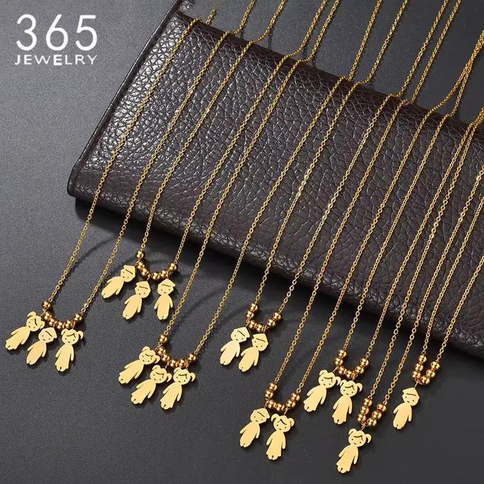 Collier pendentif personnalisé pour garçons et filles, en acier inoxydable, pour femmes et enfants, nom gravé, perles de Date, bijoux de famille