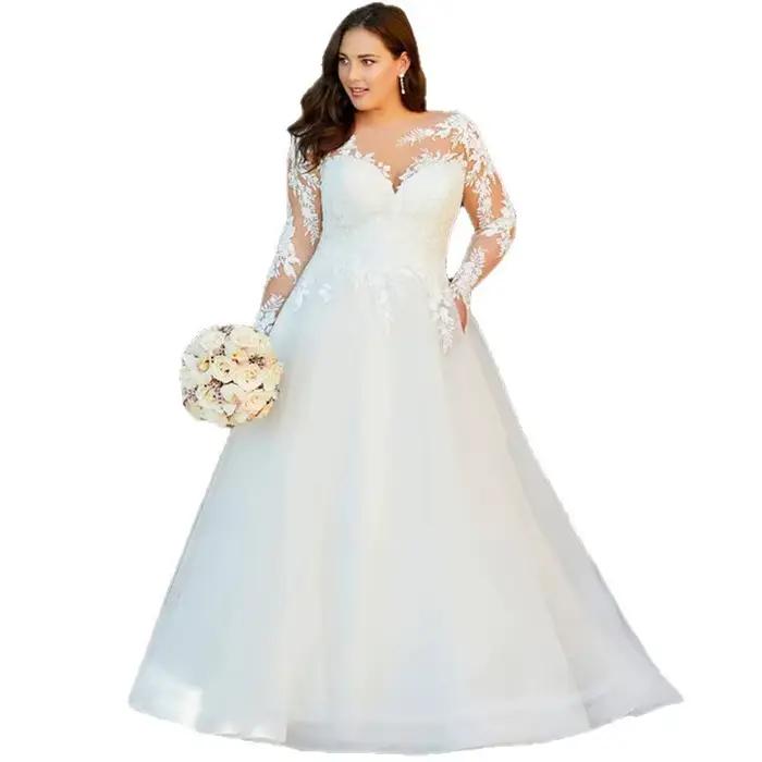 Robe de mariée blanche minimaliste, légère, de luxe, manches longues, grande taille, jupe en gaze légère, coupe cintrée, taille haute, personnalisée