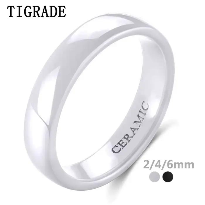 Bagues en céramique Tigrade blanches et noires minimalistes pour hommes et femmes, alliances de mariage, bagues de fiançailles et d'anniversaire occasions spéciales