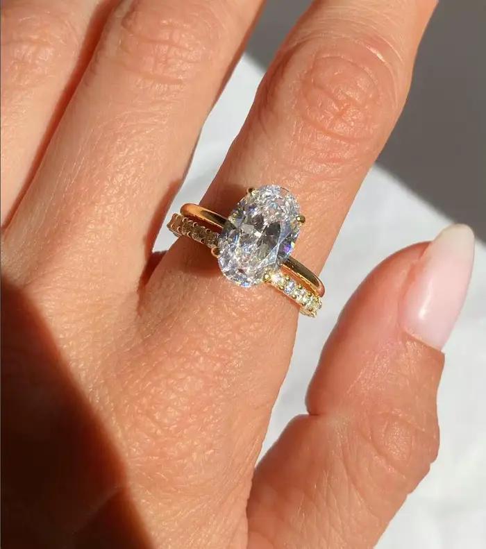 Bague de fiançailles en argent Sterling 925 pour femme, coupe ovale, Moissanite de 1 à 3 carats, plaqué or 14 carats, cadeaux de mariage avec certificat