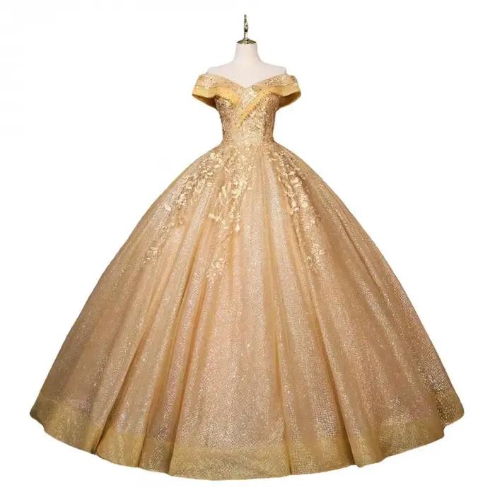 Robe de Mariée Palace Dream Asymétrique Epaule Dénudée Jupe Moelleuse Robe de Soirée Personnalisée Occasions Spéciales