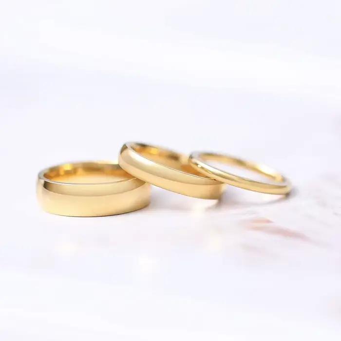 Somen – bague en titane de 6mm, dôme plaqué or 18 carats, alliance hautement polie, ajustement confortable, taille 3-13.5