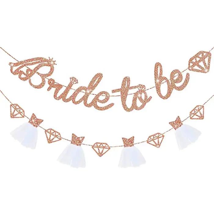 Bannière de mariée en or rose papier pailleté pour mariage fiançailles et enterrement de vie de jeune fille装饰性婚庆装饰带用于婚礼、订婚和单身派对