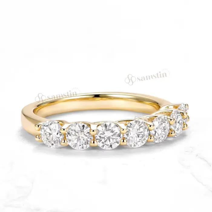 Bague personnalisée Samstin 1.1CTW NGIC en diamants de laboratoire pour femme, or jaune massif 14K 10K 585, bague de fiançailles pour Noël, personnalisée