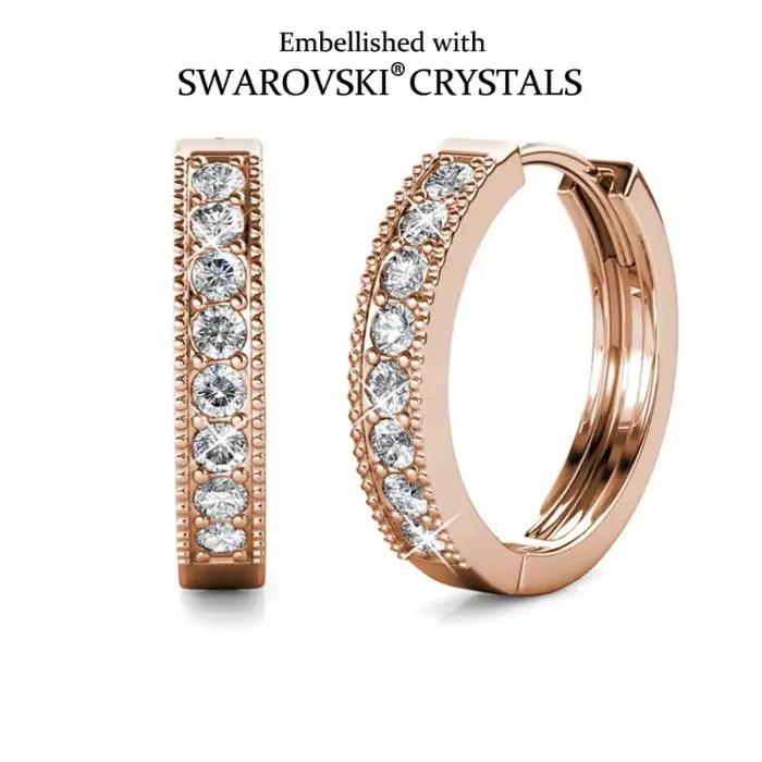 Boucles d'oreilles en cristal scintillantes avec cristaux Swarovski plaqués rhodium pour femmes occasions spéciales style moderne élégance naturelle