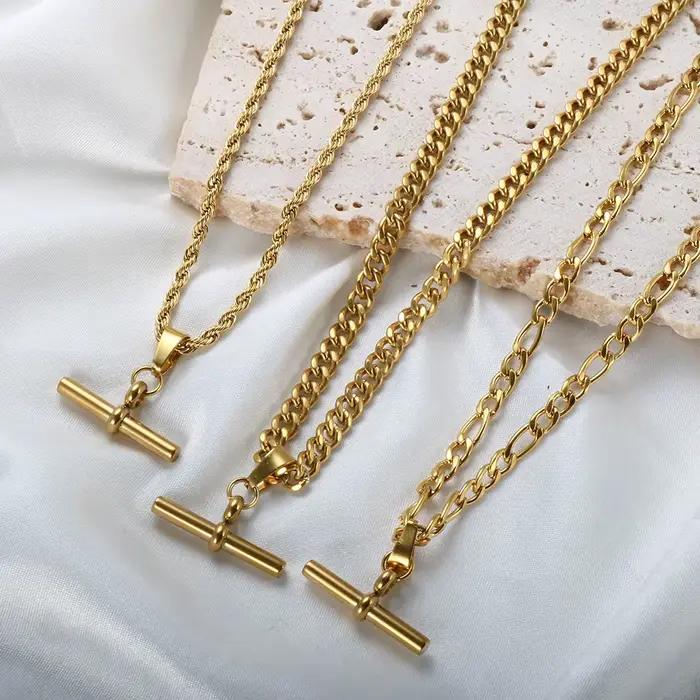 Ensemble de bijoux JOVO LOVE en acier inoxydable avec chaînes géométriques pour femmes et filles, idéal pour les mariages, fiançailles et autres occasions spéciales