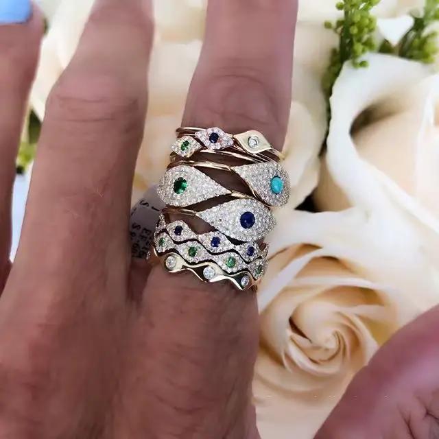 Bagues de fiançailles Cz Evil Eye pour femmes, bague empilable classique, rouge, vert, bleu, turc, bague de mariage, cadeaux de fête, bijoux de doigt